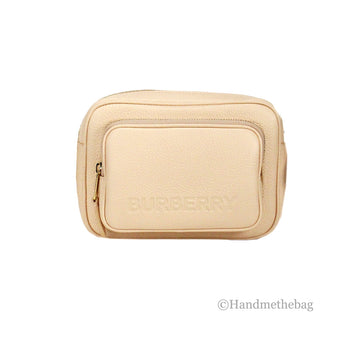 Burberry Small Branded Peach Pink Grainy Leather Camera Crossbody Bag