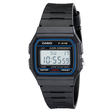 CASIO F91W-1 Classic Digital Black Resin Chronograph Alarm Sport Watch